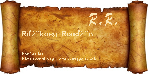 Rákosy Román névjegykártya